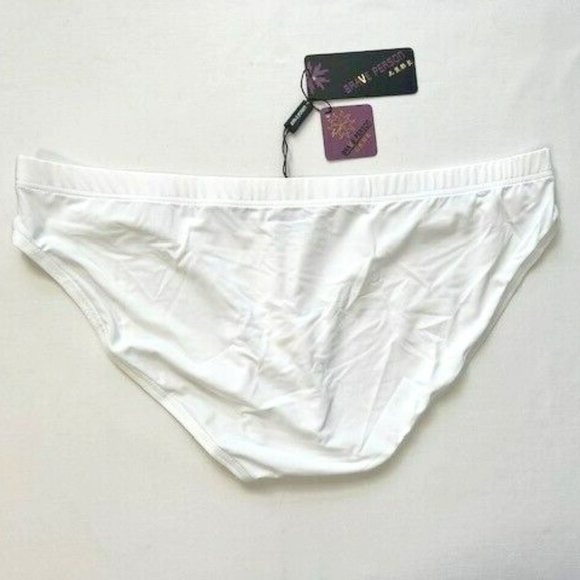 "Brave Person" Men's Swim Bikini Brief - White (BP9791-BK) Contoured Pouch - Picture 9 of 13